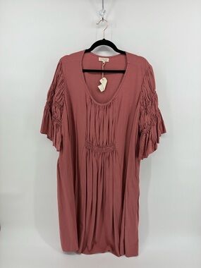 Maternity Roolee MOM Pink Flutter Sleeve Tunic Dress